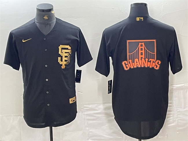 Men's San Francisco Giants Black Team Big Logo Cool Base Stitched Baseball Jersey Men's San Francisco Giants Black Team Big Logo Cool Base Stitched Baseball Jersey